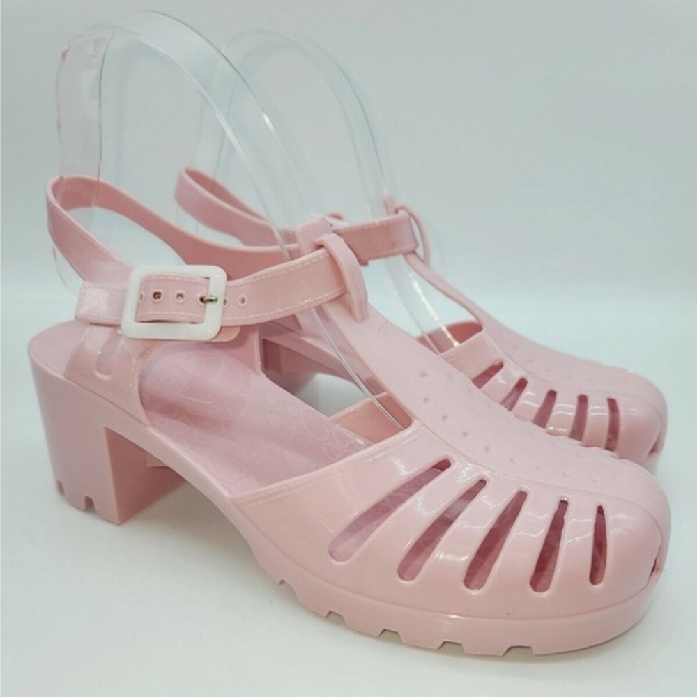 Bamboo brand jelly jellies strap sandal shoe light pink womens size 5